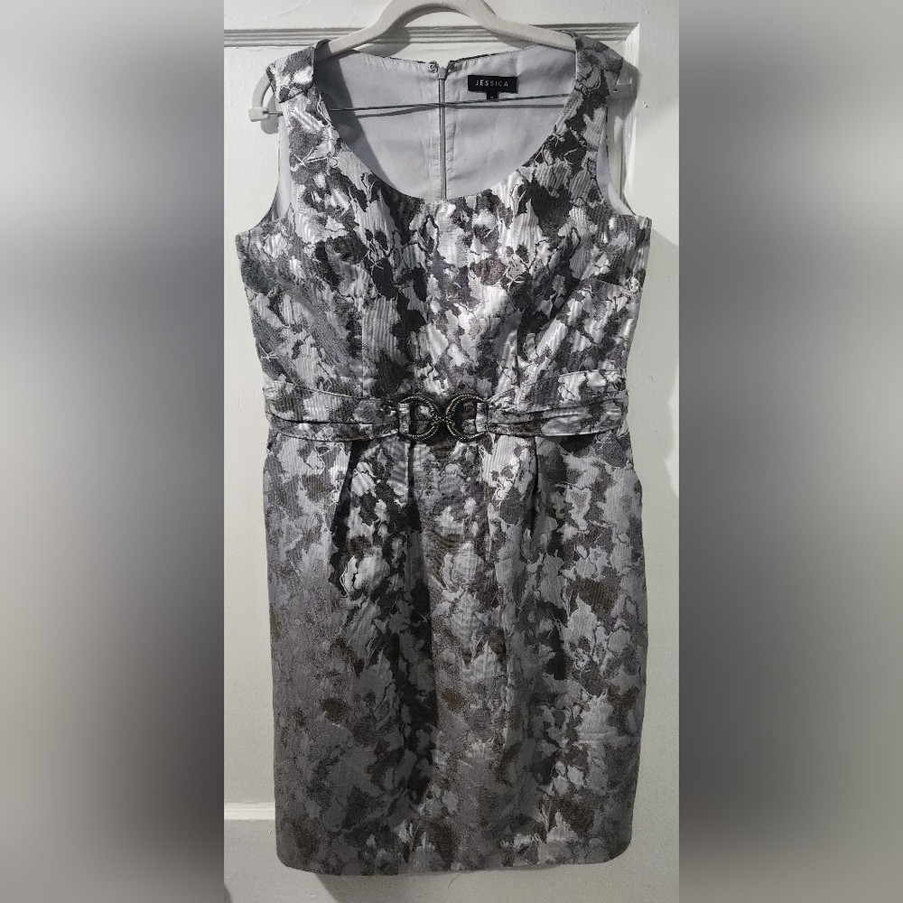 Jessica Silver and Black Floral Dress